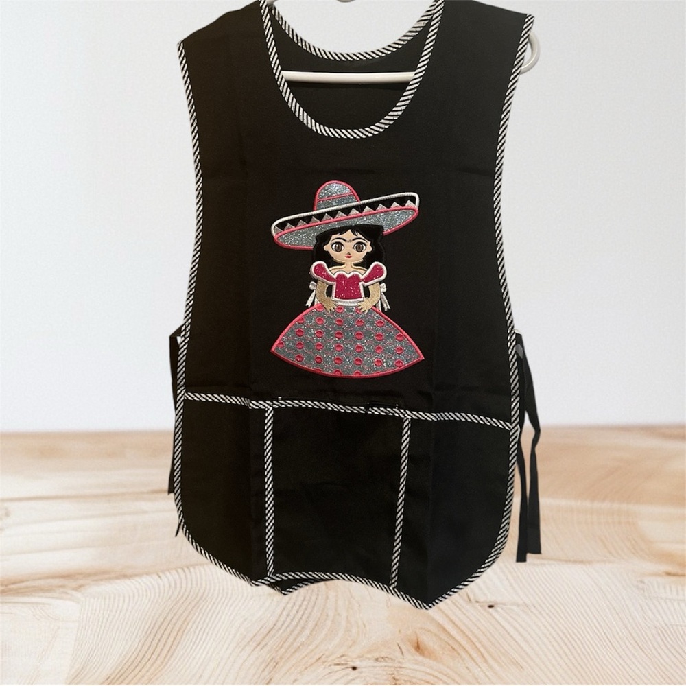 Apron La Mexicanita Women Classic Embroidered Mexican Artisan One Size